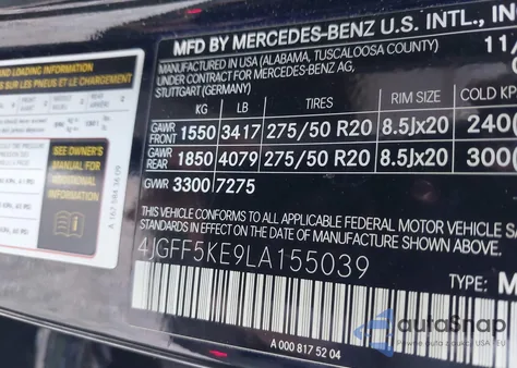 2020 Mercedes-Benz Gls 450 4Matic from USA, damaged, VIN 4JGFF5KE9LA155039
